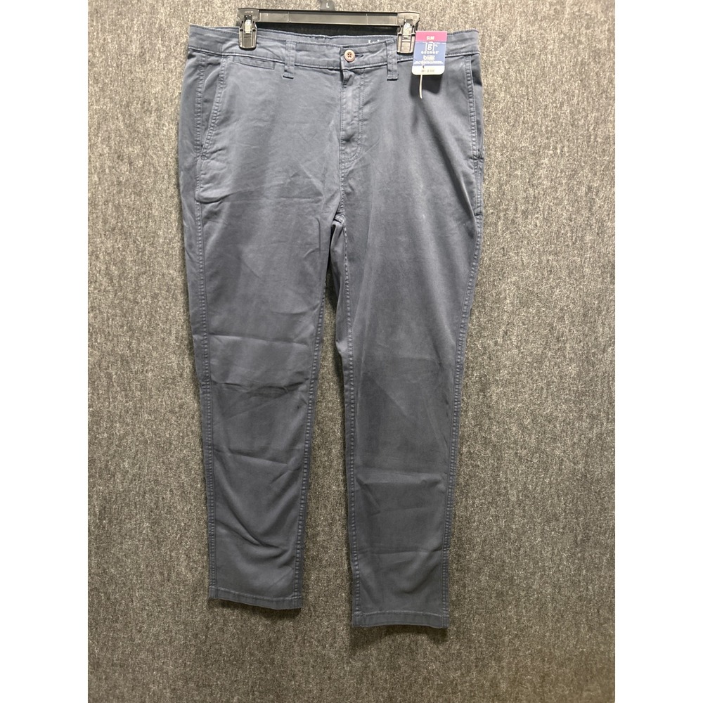 George Casual Chino Pants Mens 36x32 Blue Cove New Slim Fit Stretch